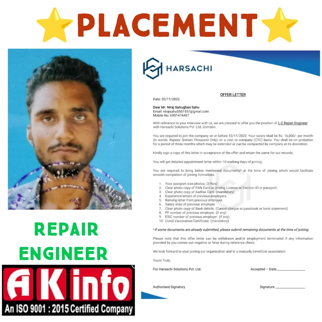 Ak Info Institute Job Placed Students